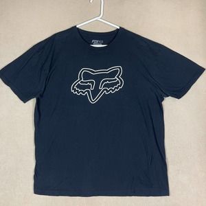 Fox T-Shirt Adult 2XL XXL Black Big Fox Crew Neck Cotton‎ Short Sleeve Mens